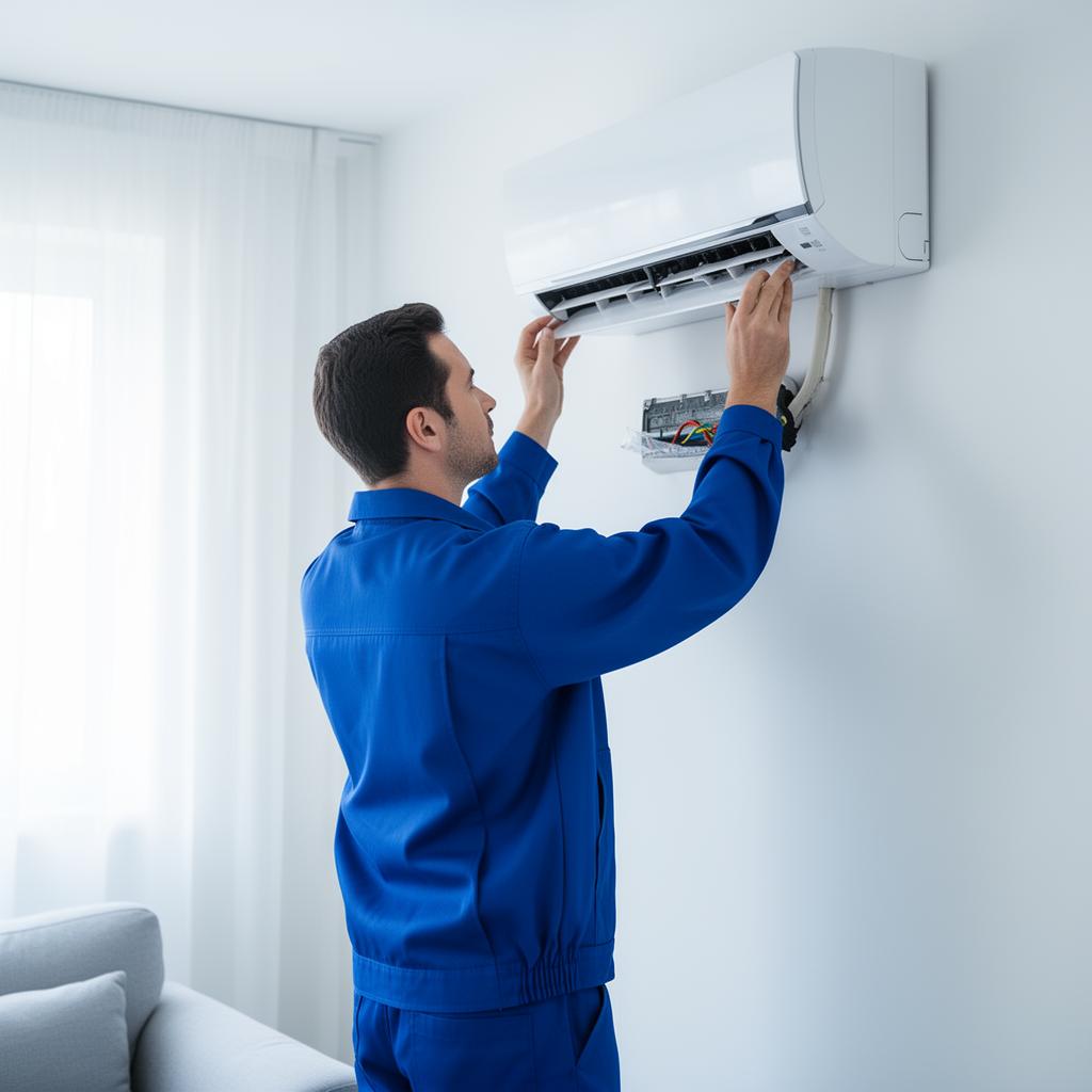 Technician performing home repair